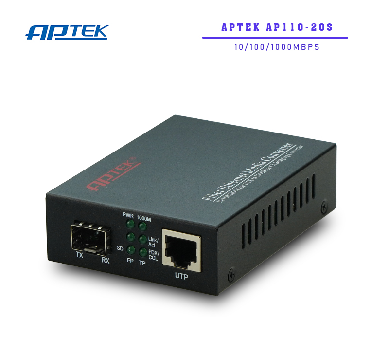 Bộ chuyển đổi quang điện 10/100/1000Mbps APTEK AP110-20S